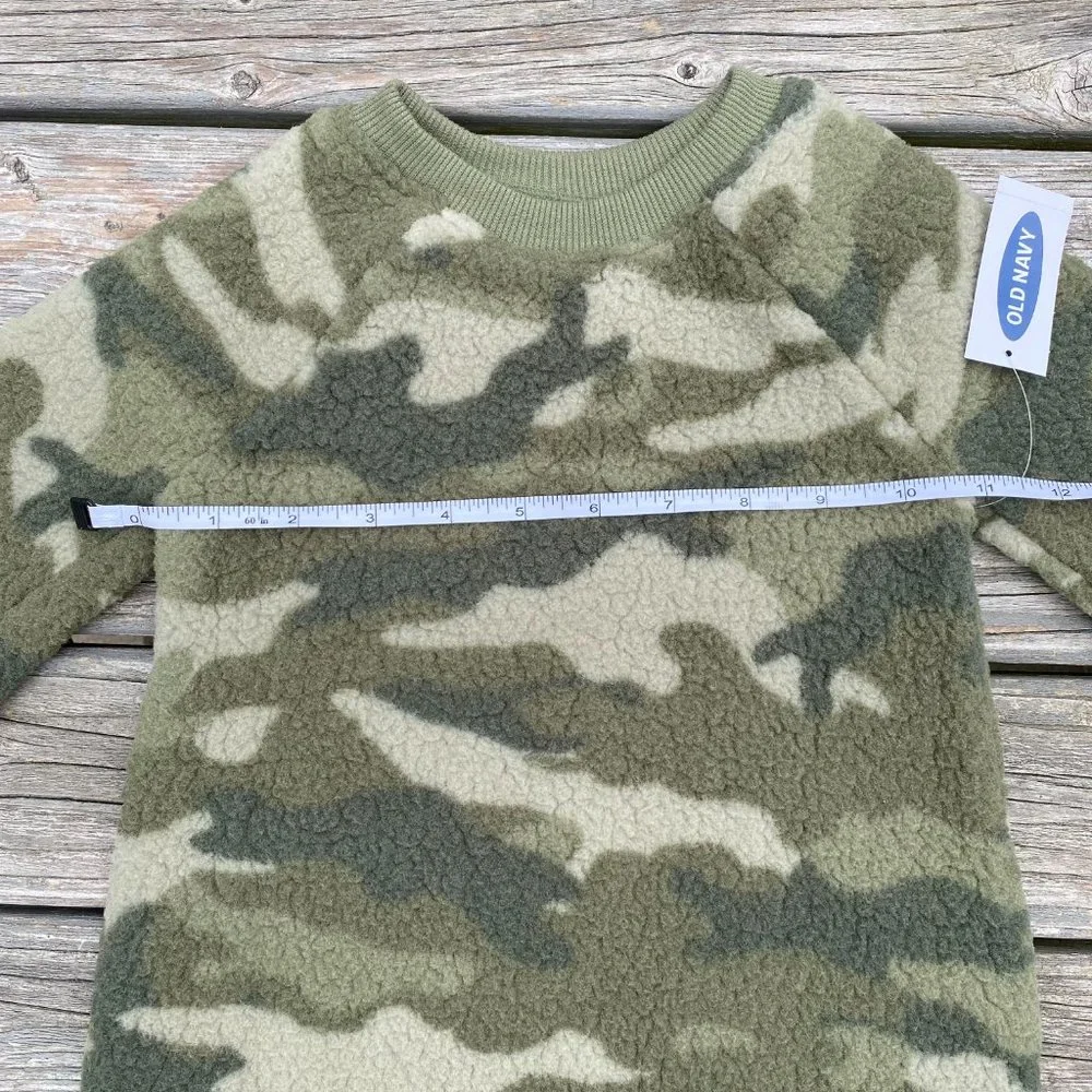 Old Navy Olive Camouflage Crew-Neck Sherpa Dress
